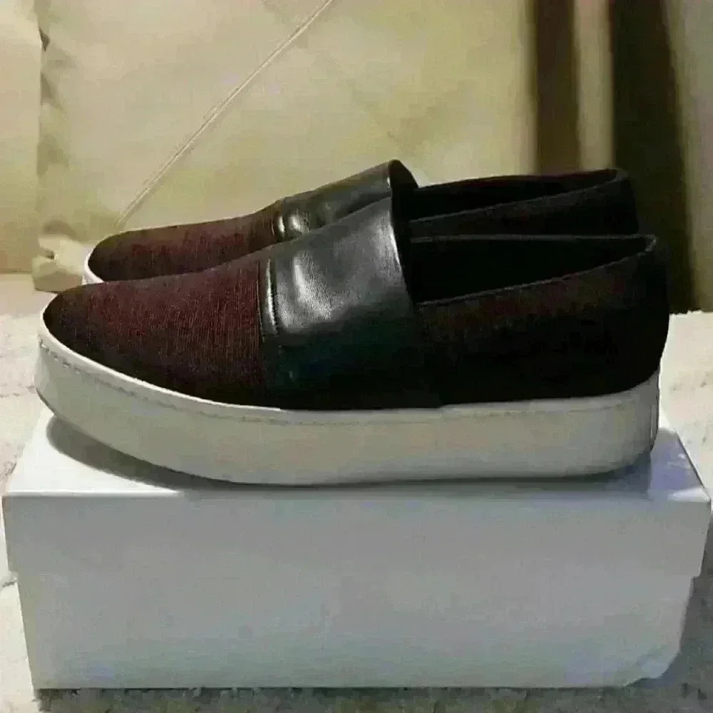 Vince Black Leather Canvas shoes sz 10 - Picture 2 of 4